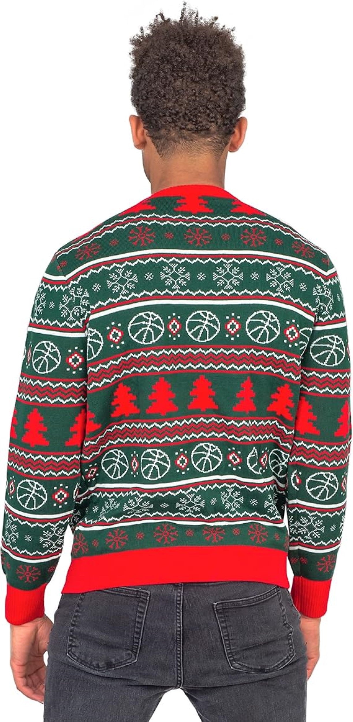 Interactive Adult Unisex Basketball Net 3D Ugly Christmas Party Sweater