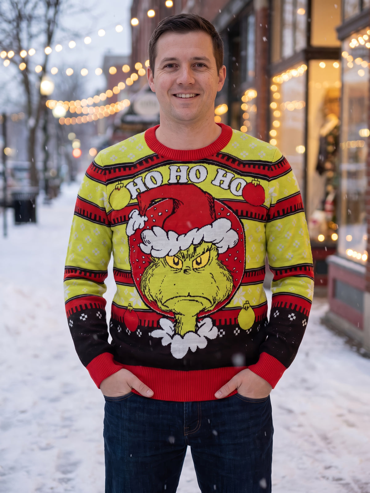 The Grinch Ho Ho Ho Adult Unisex Knitted Ugly Christmas Sweater