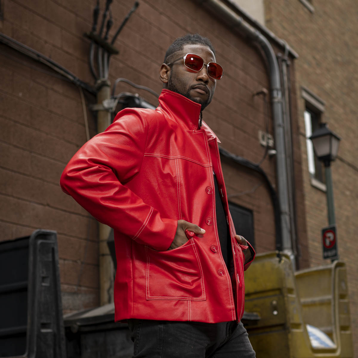 Fight Club Tyler Durden Leather Jacket Halloween Costume Inside pocket pose