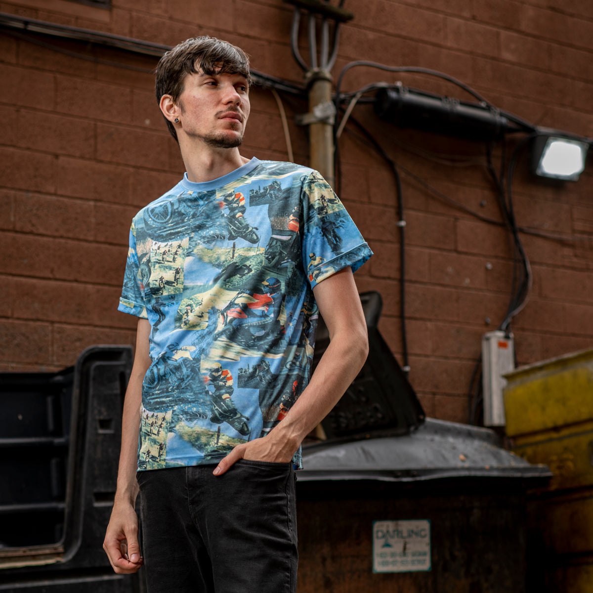 Tyler Durden Fight Club Motocross T-Shirt Street Look Pose