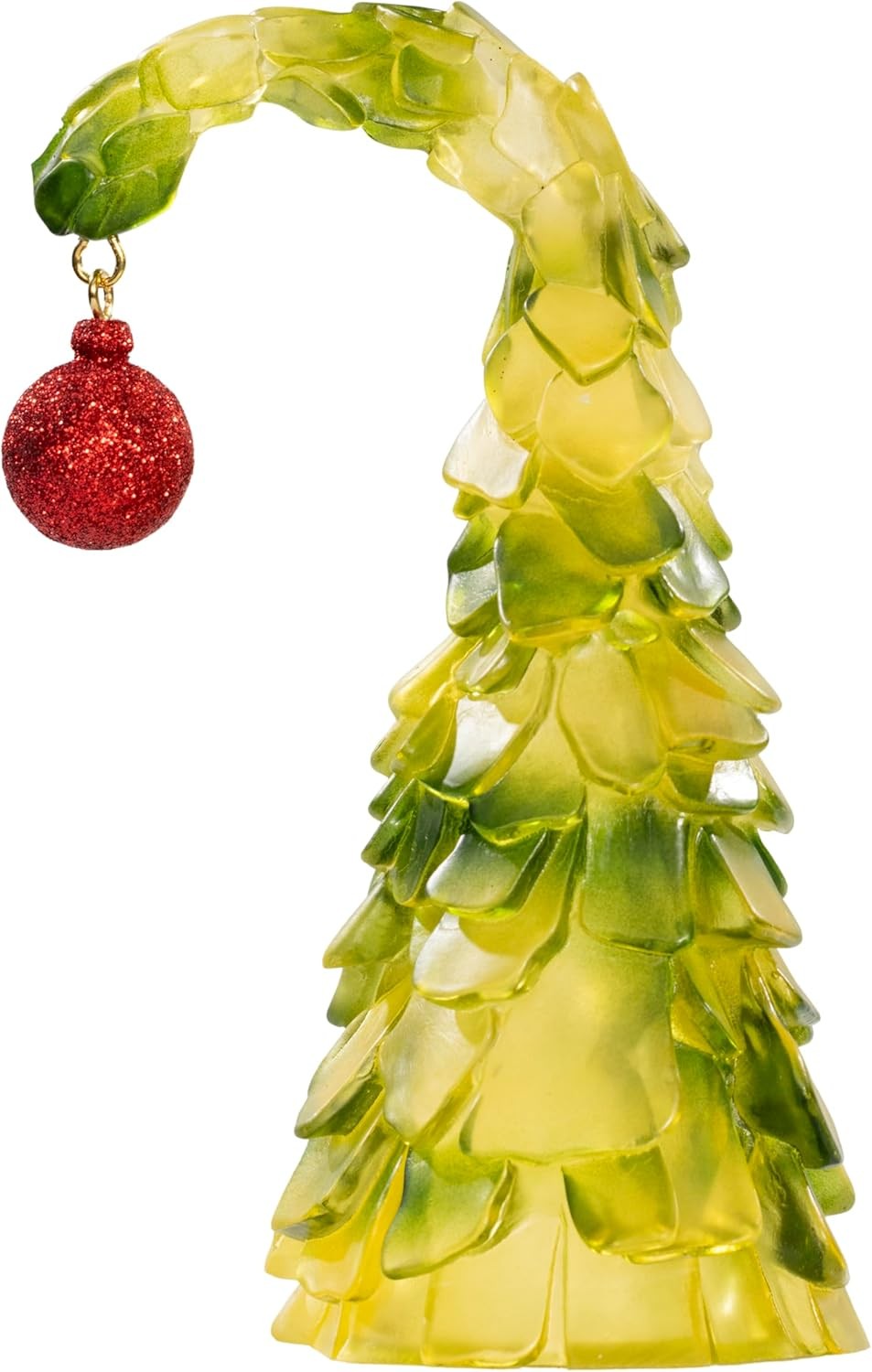 Green Monster Bend Christmas Tree with Red Ornament 8” Glass Holiday Decoration