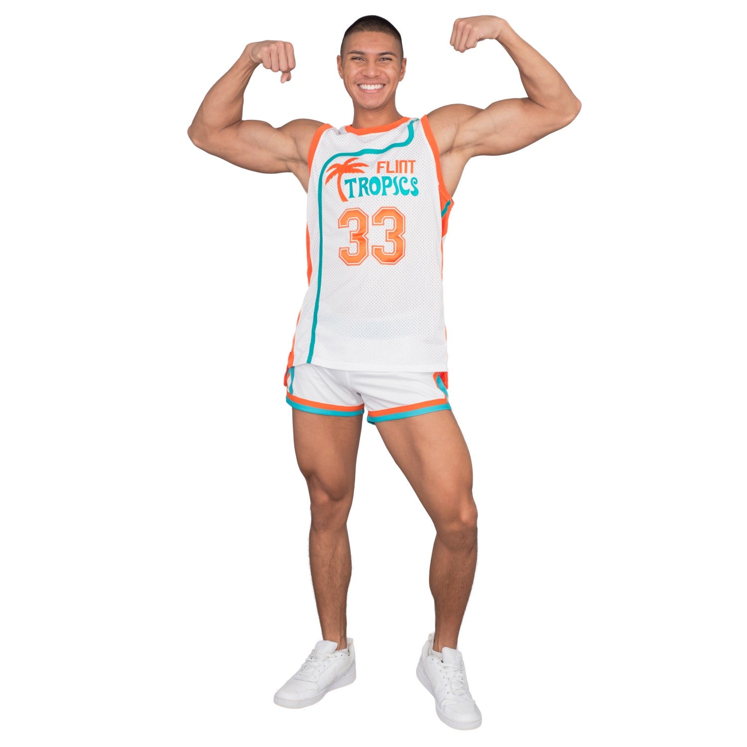 Jackie Moon Basketball Player Flint Tropics #33 Jersey and Shorts Halloween Costume Cosplay