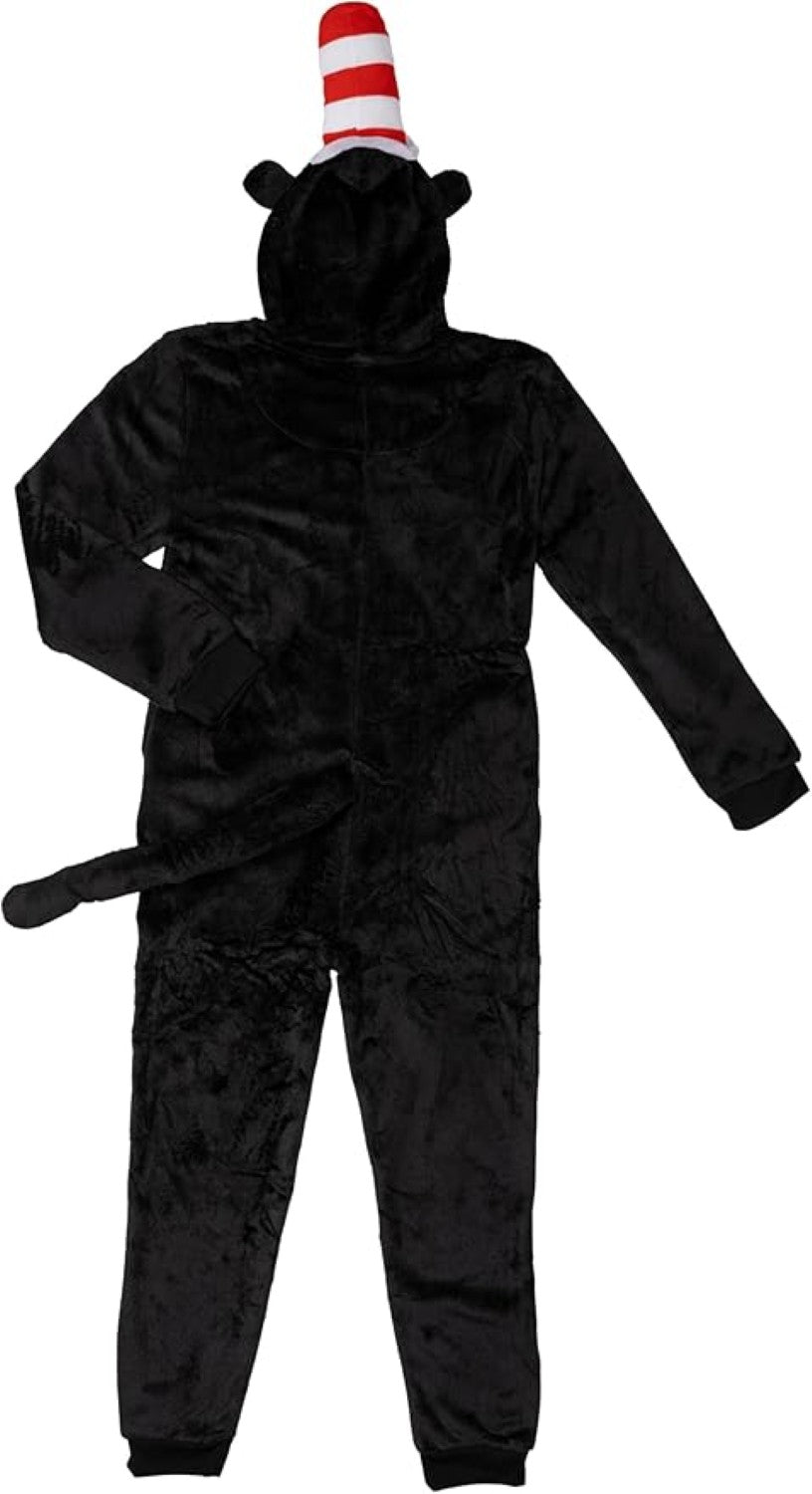 Officially Licensed Kids Youth Seuss Cat in Hall Halloween Cosplay Costume Fleece Jumpsuit