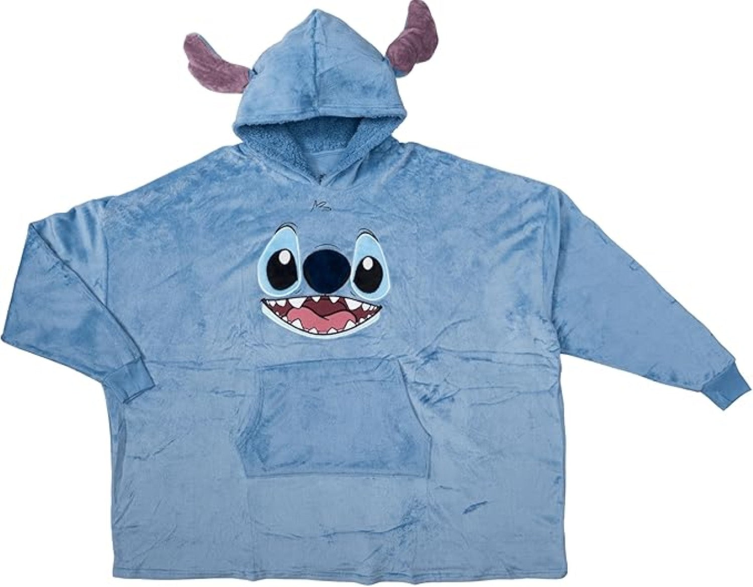 Adult Unisex One Size Stitch Big Face Oversized Blanket Hoodie Sleep Poncho