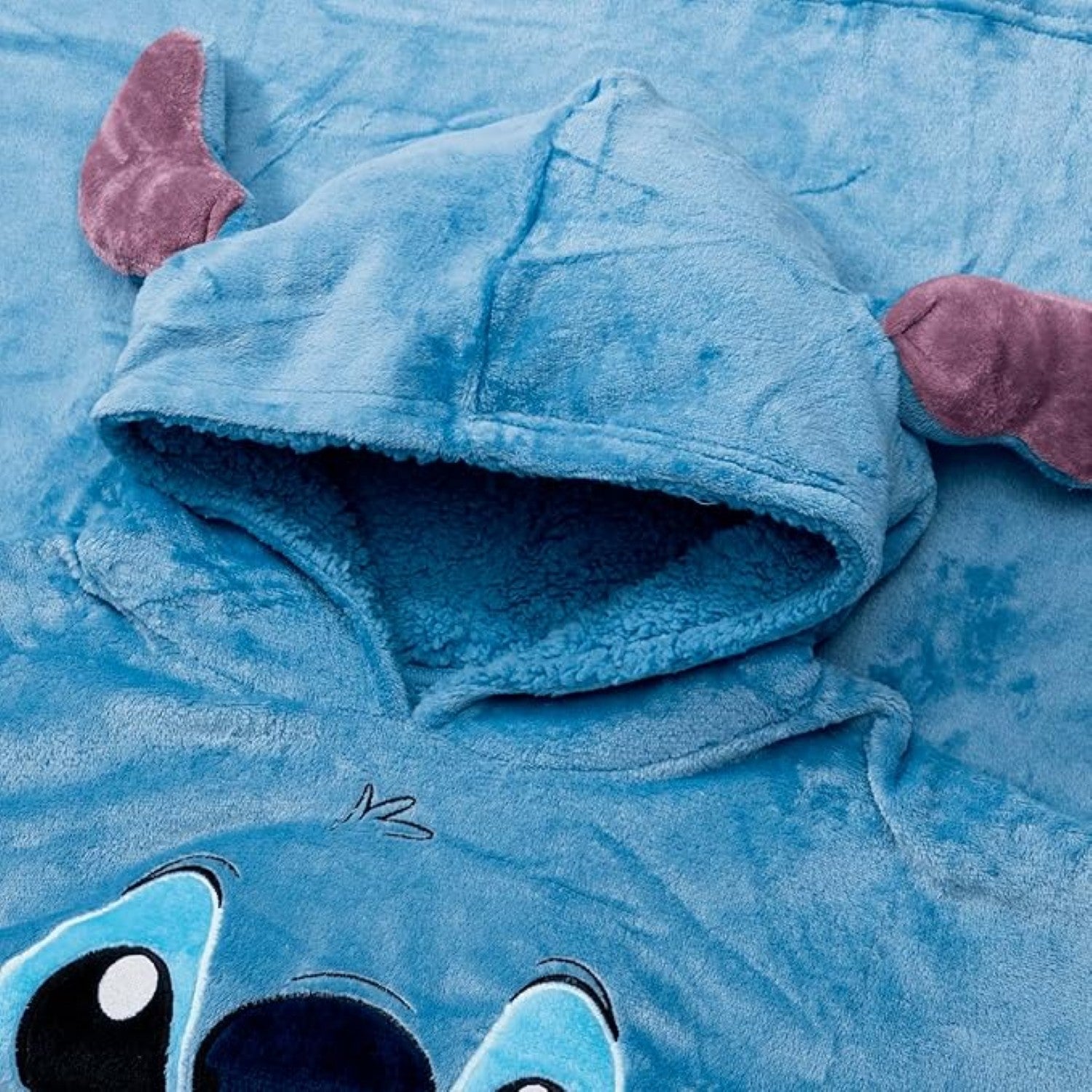 Adult Unisex One Size Stitch Big Face Oversized Blanket Hoodie Sleep Poncho