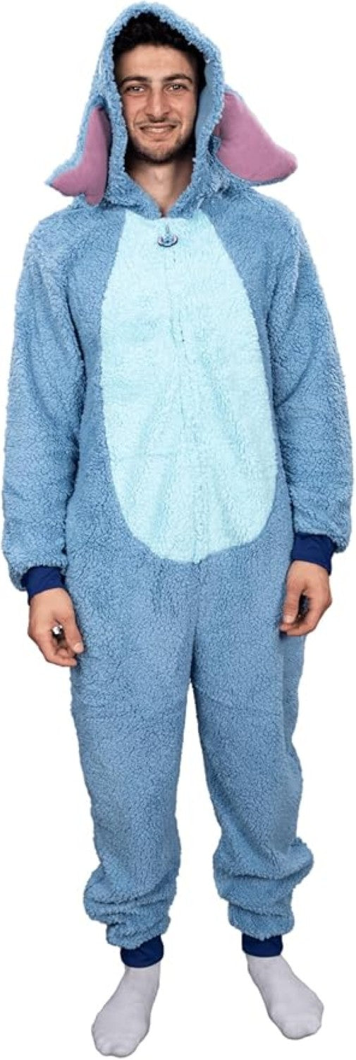 Officially Licensed Stitch Adult Unisex Halloween Cosplay Costume Fleece Jumpsuit