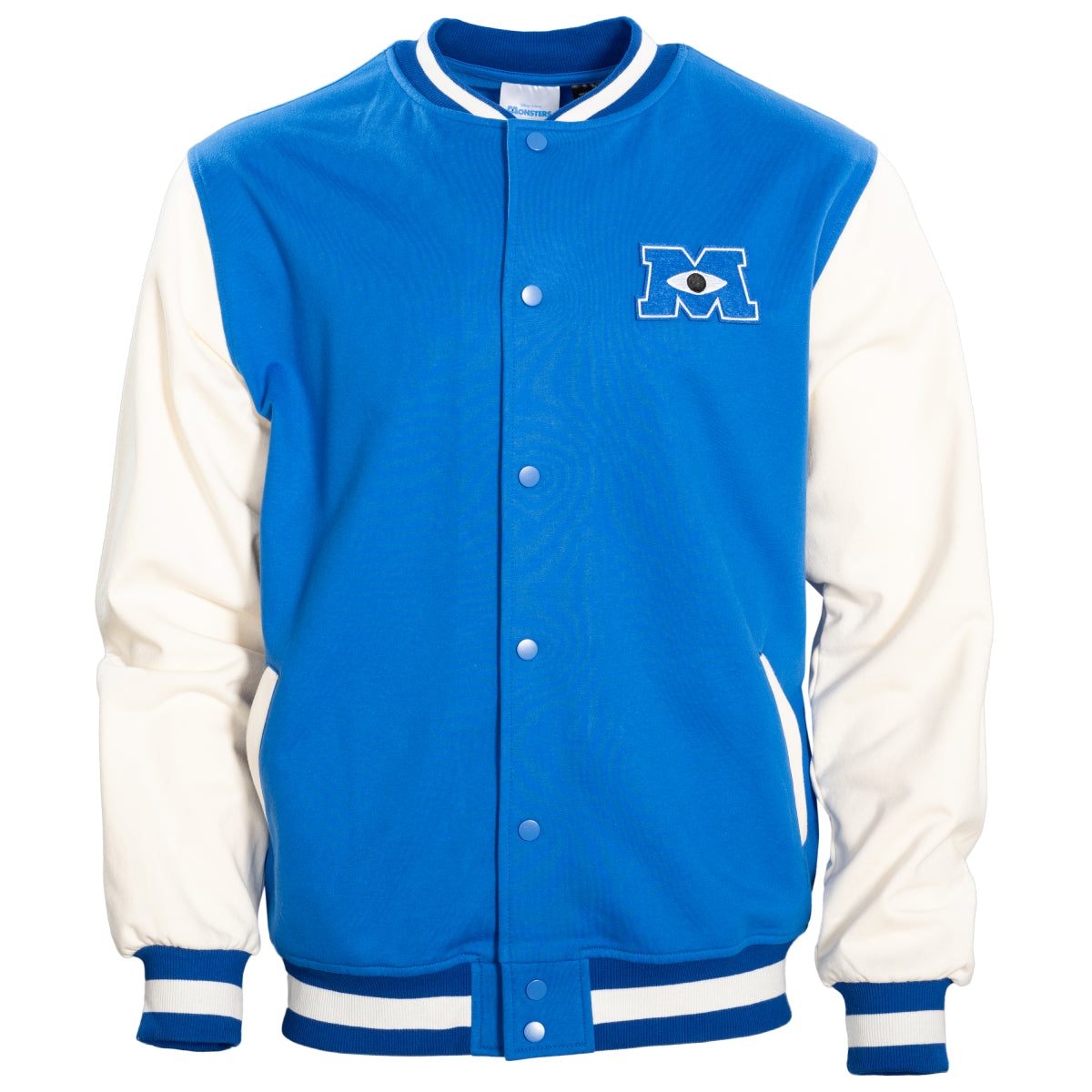 Monsters University Varsity Jackets Go MU Team with Blue and White Logo or Classic Bomber Style for Halloween Costume Cosplay