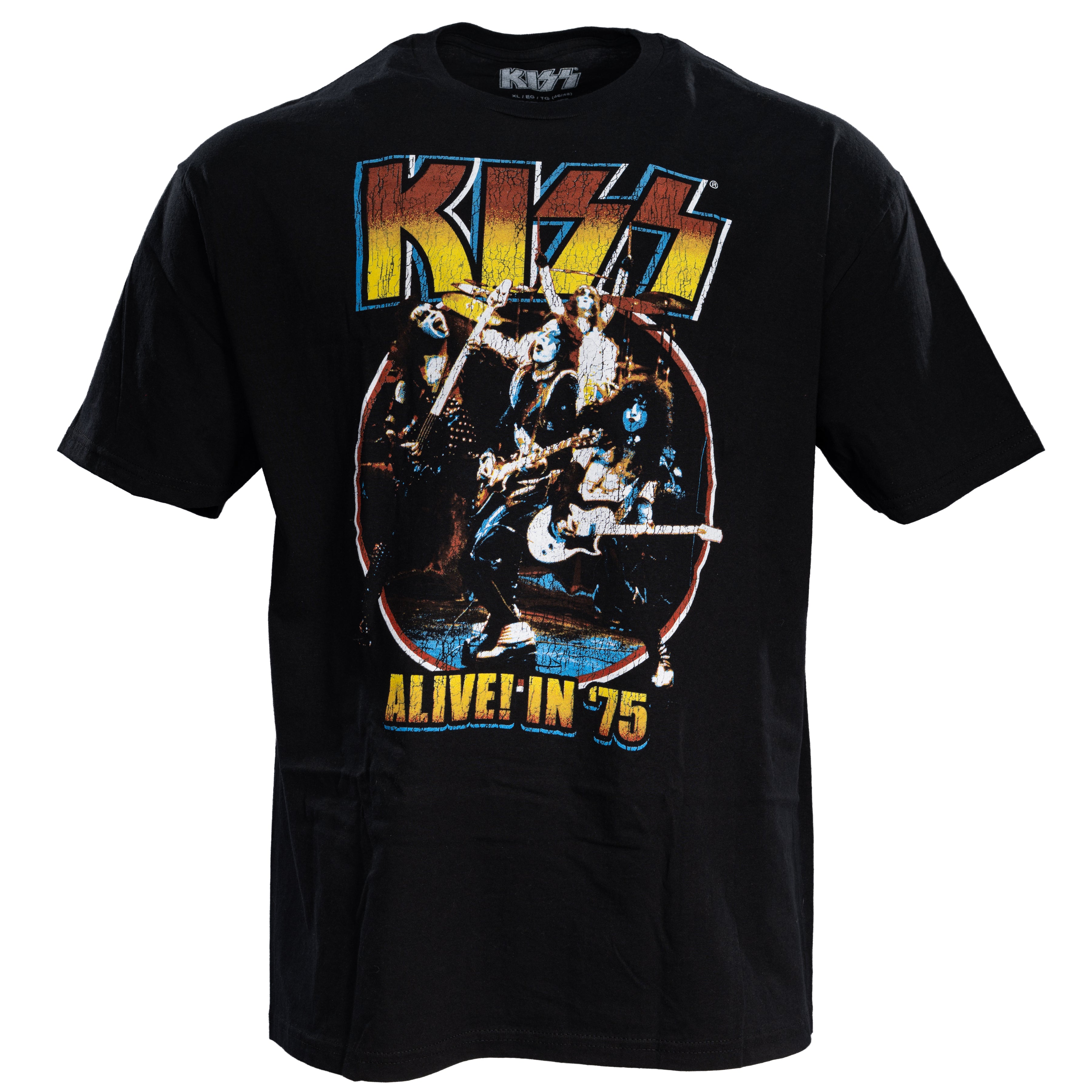 Music Band Kiss Alive in 75 Black T-Shirt