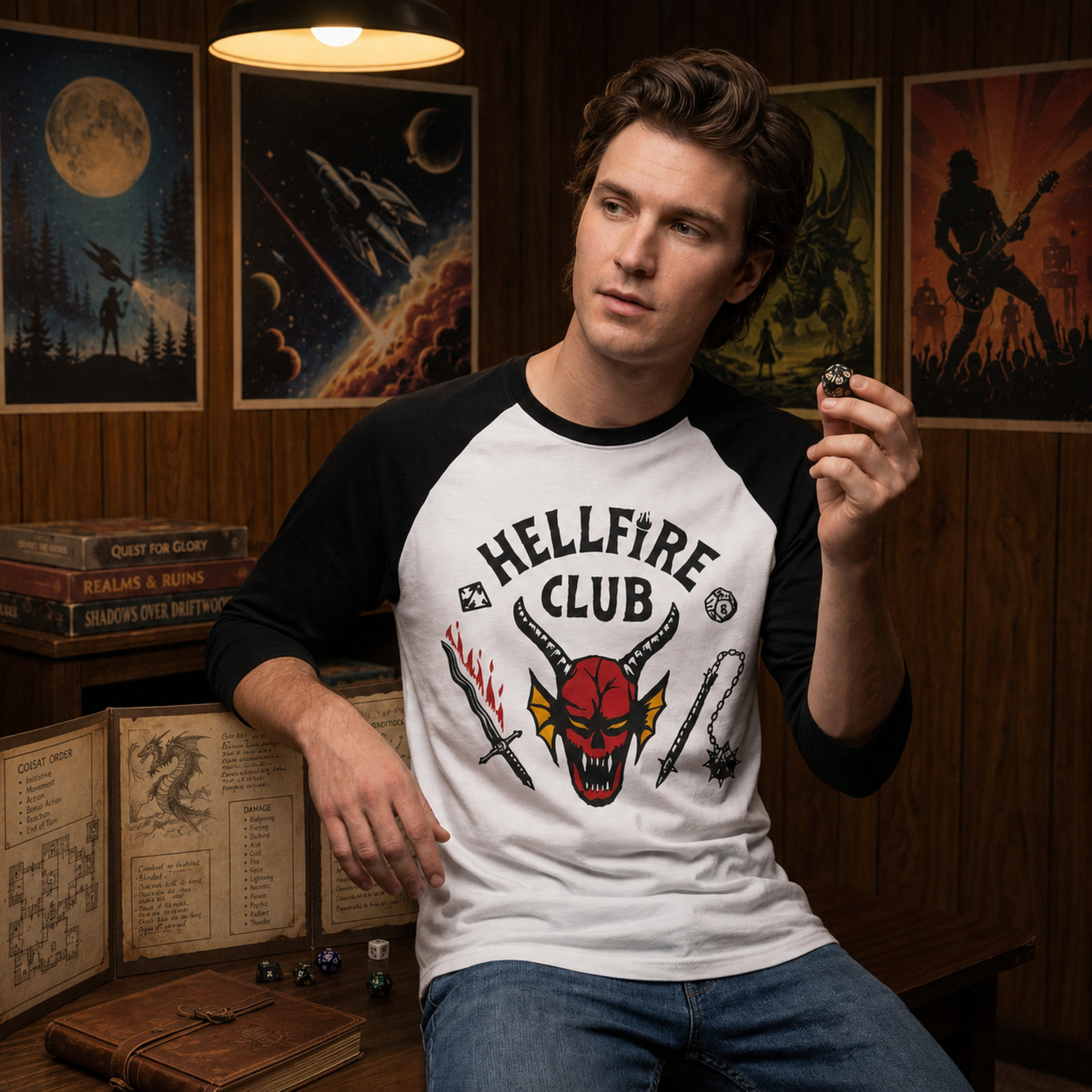 Stranger Things Hellfire Club Replica TV Series Adult Unisex Halloween Cosplay Costume T-Shirt