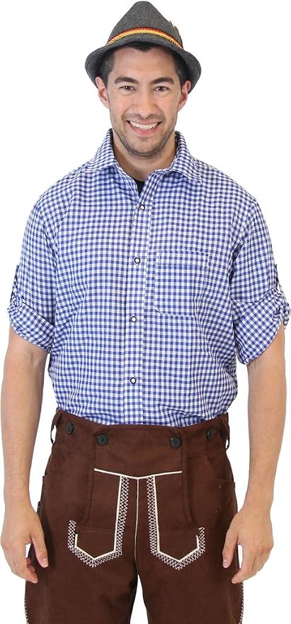 Oktoberfest German Bavarian Trachten Adult Unisex Costume Plaid Shirt (3 Colors)
