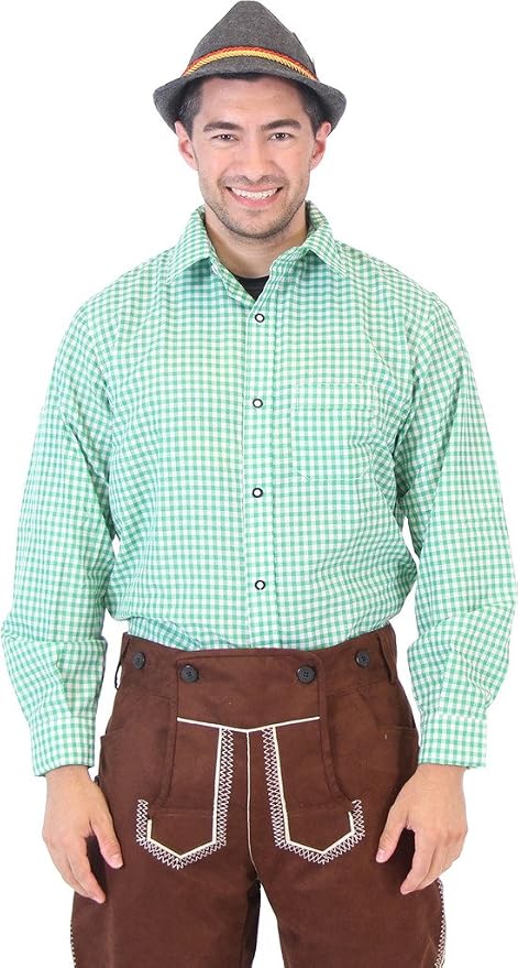 Oktoberfest German Bavarian Trachten Adult Unisex Costume Plaid Shirt (3 Colors)