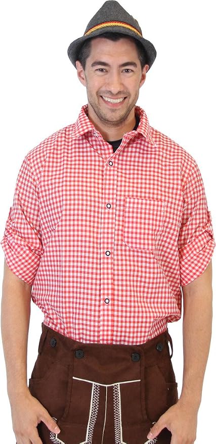 Oktoberfest German Bavarian Trachten Adult Unisex Costume Plaid Shirt (3 Colors)