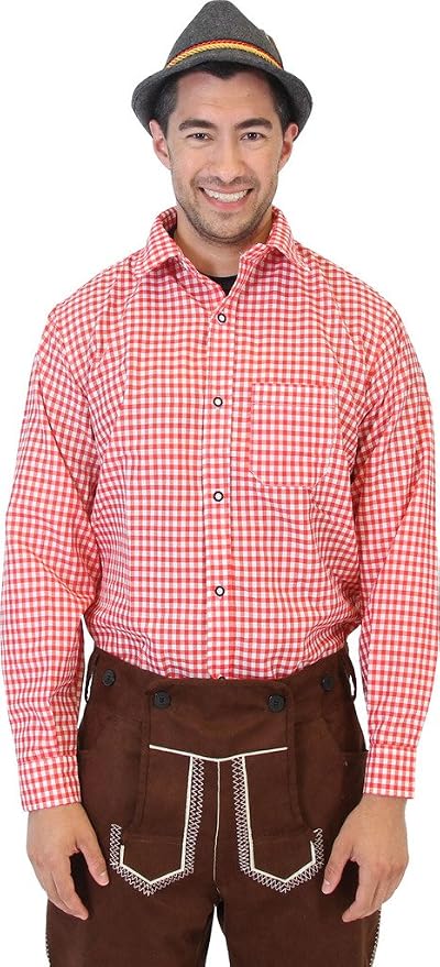 Oktoberfest German Bavarian Trachten Adult Unisex Costume Plaid Shirt (3 Colors)