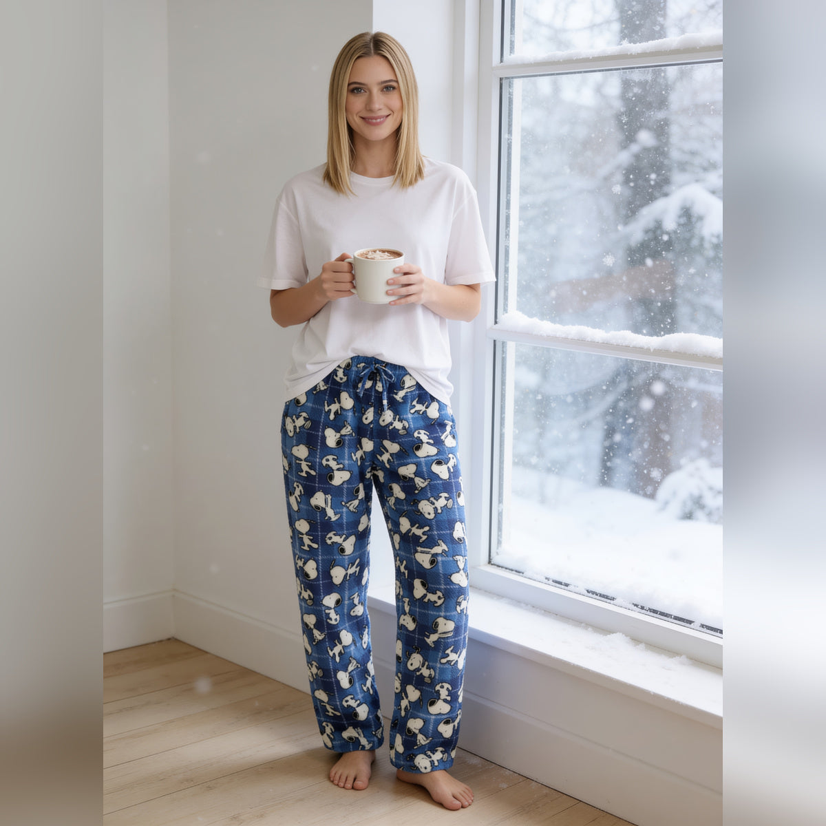 Peanuts Holiday Adult Unisex Blue Sleep Pajama Loungewear Pants