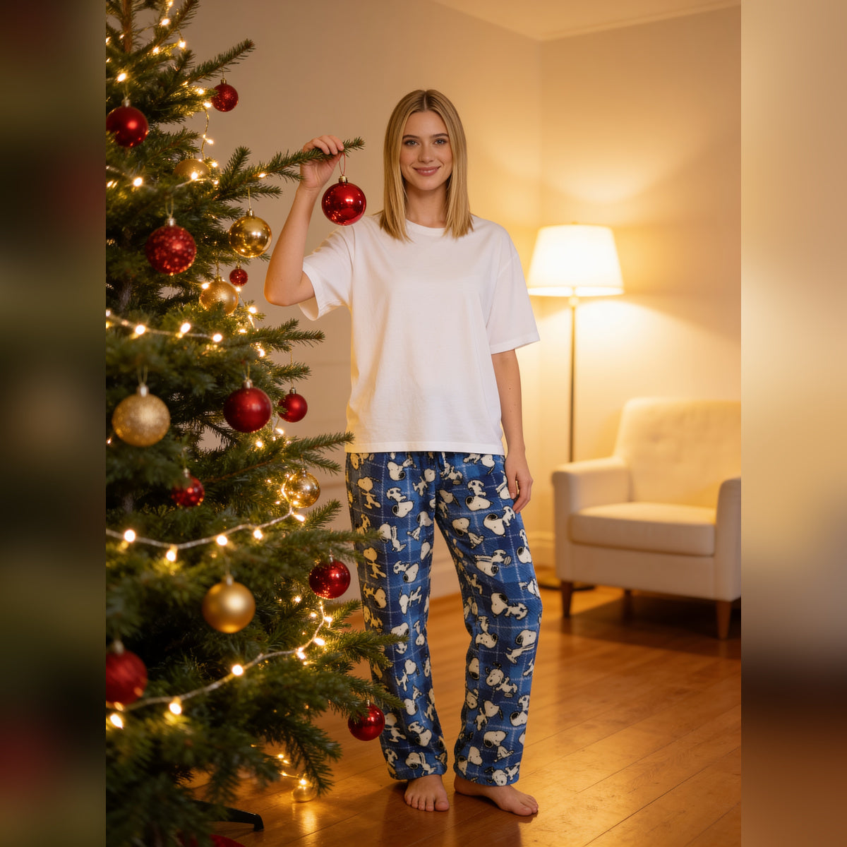 Peanuts Holiday Adult Unisex Blue Sleep Pajama Loungewear Pants