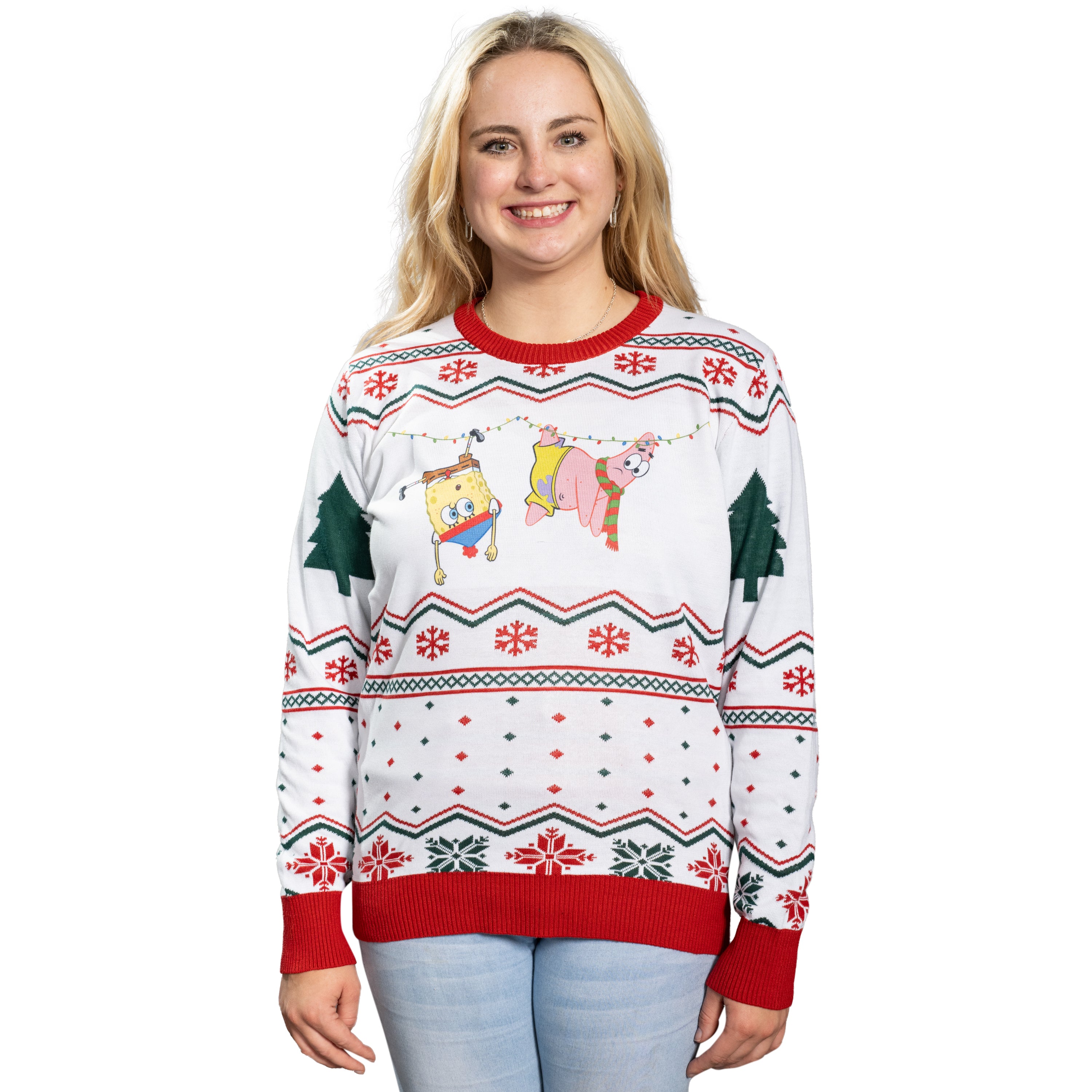Hanging Lights SpongeBob and Patrick Christmas Sweater