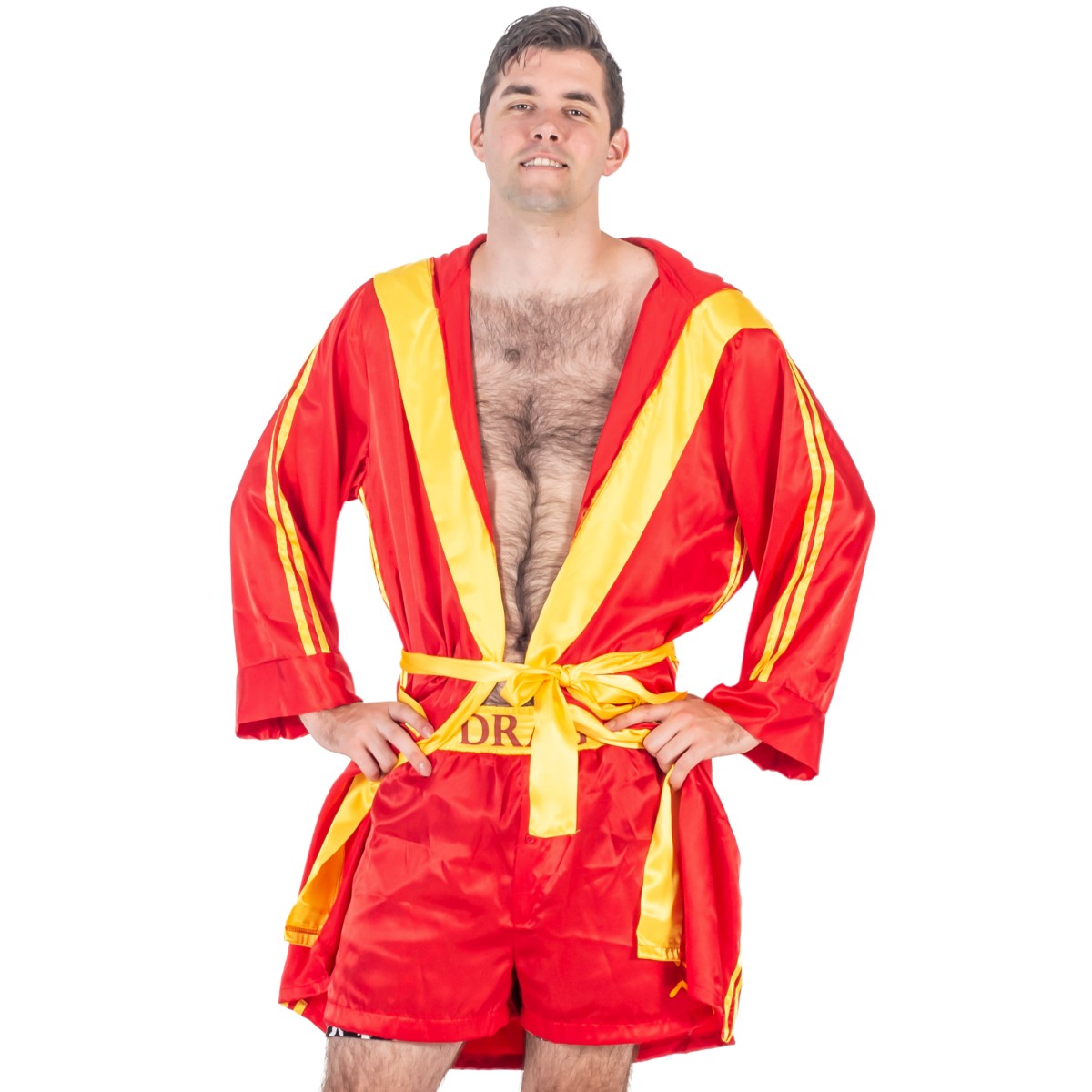 Red Ivan Drago Satin Robe and Short Set-rockyrobesetDRAGO-15