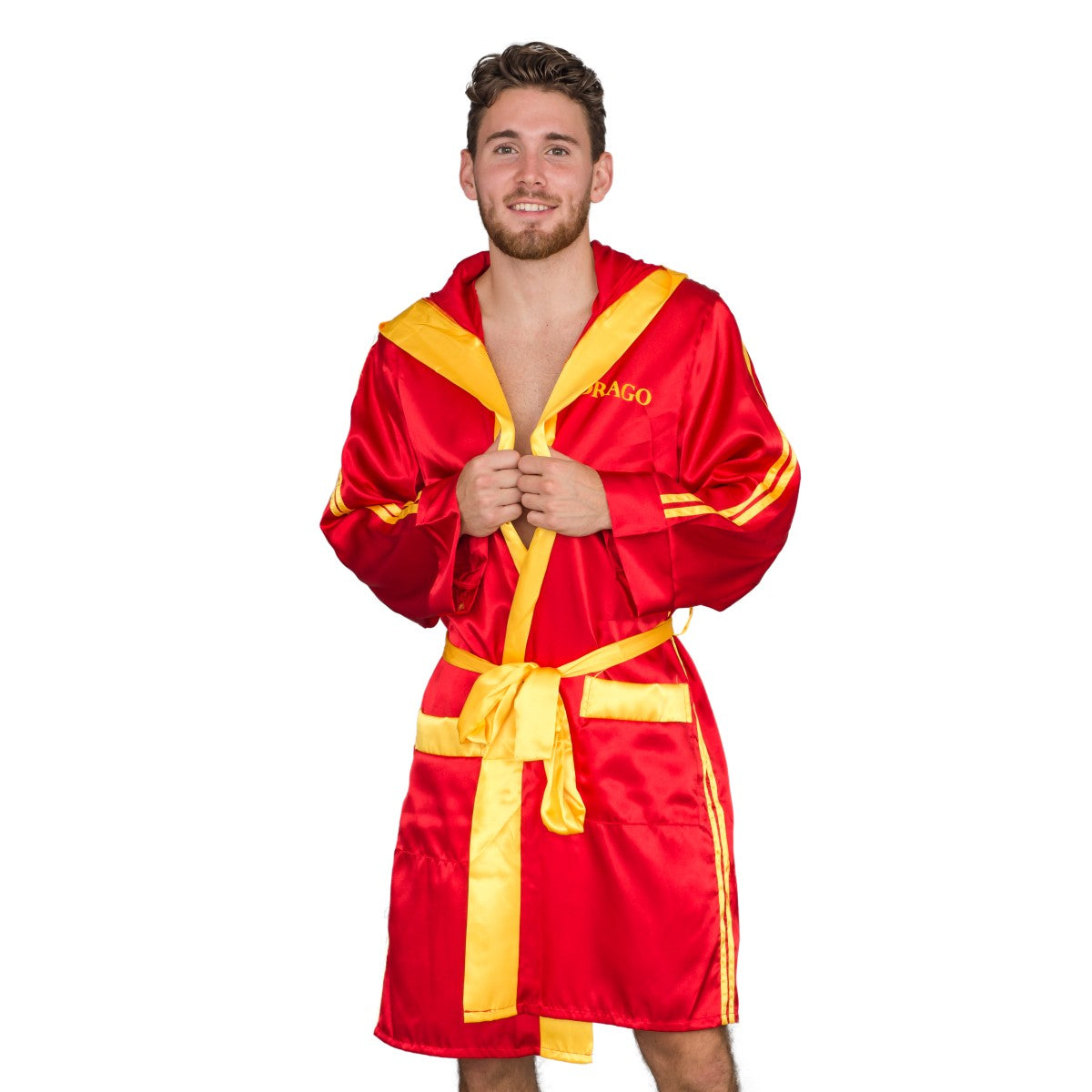 Red Ivan Drago Satin Robe and Short Set-rockyrobesetDRAGO-15