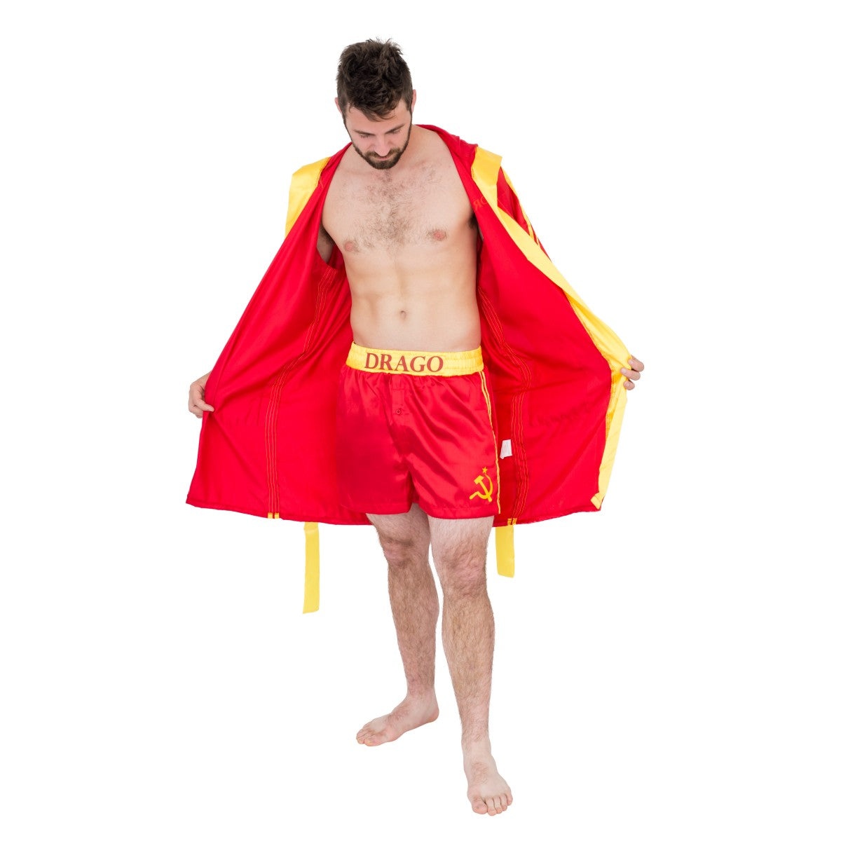 Red Ivan Drago Satin Robe and Short Set-rockyrobesetDRAGO-15