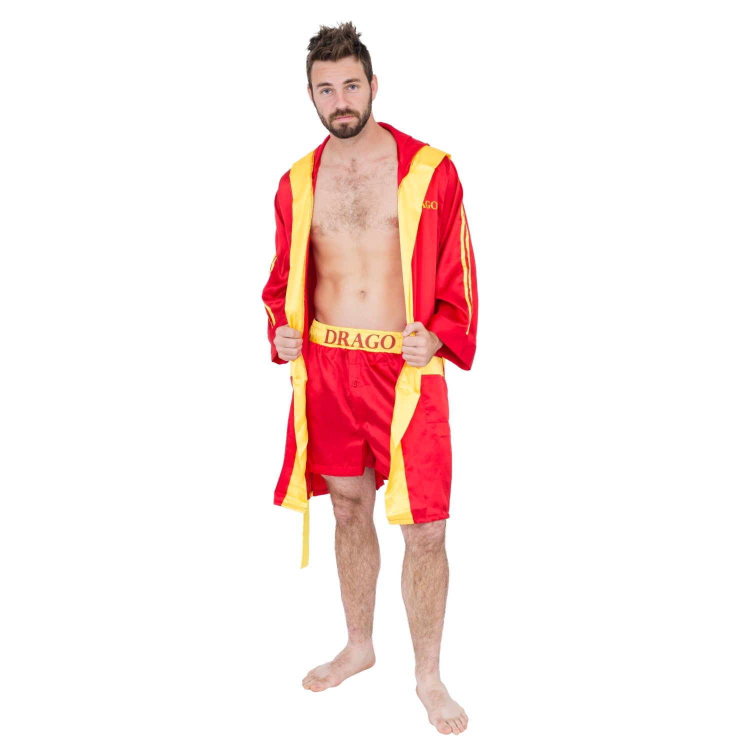 Red Ivan Drago Satin Robe and Short Set