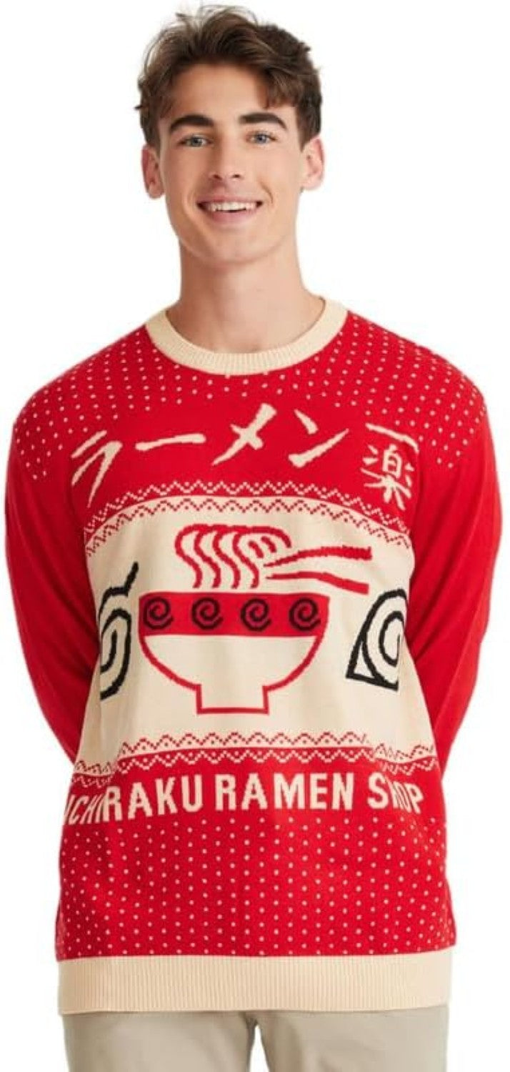 Ripple Junction Naruto Men's Pullover Ugly Sweater Ichiraku Ramen Shop Bowl