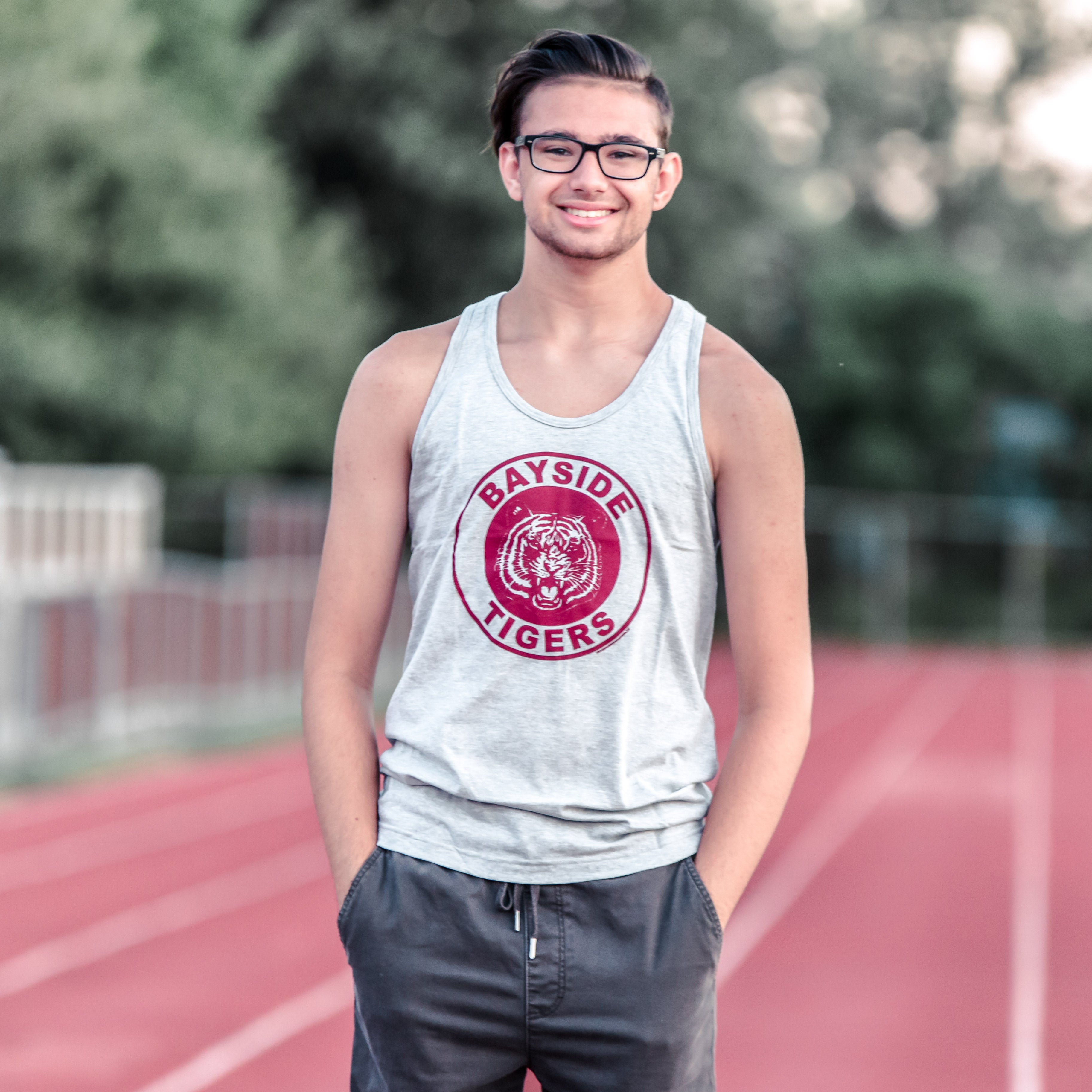 Saved By The Bell Bayside Tigers Logo Heather Gray Men's Tank Top