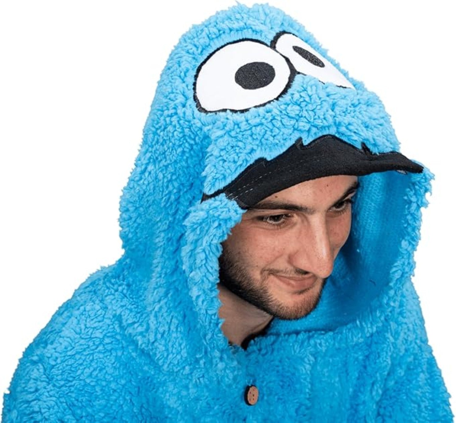 Officially Licensed Sesame Street Cookie Monster Adult Unisex Halloween Cosplay Costume Fleece Jumpsuit