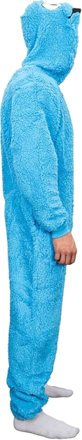 Officially Licensed Sesame Street Cookie Monster Adult Unisex Halloween Cosplay Costume Fleece Jumpsuit