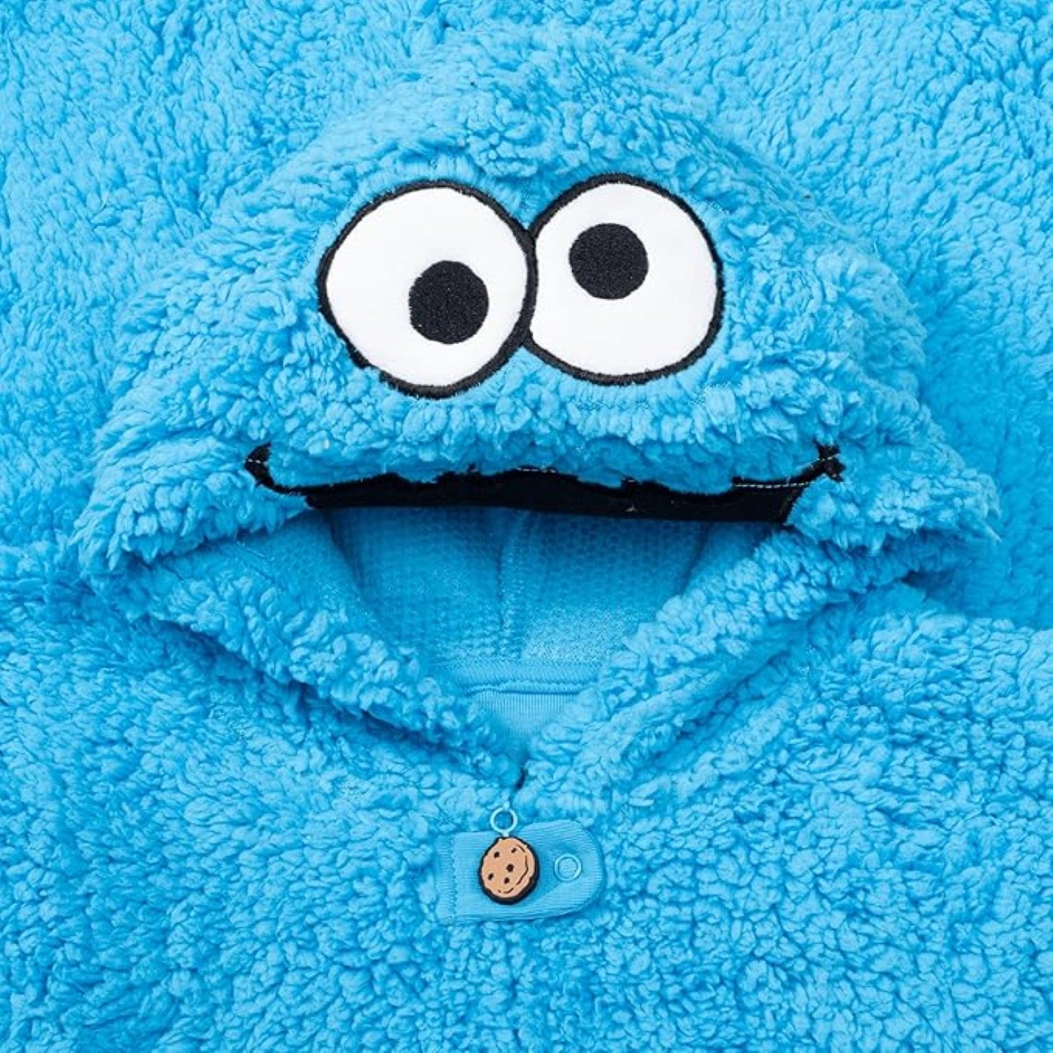 Kids Youth Officially Licensed Sesame Cookie Monster Halloween Cosplay Costume Fleece Jumpsuit