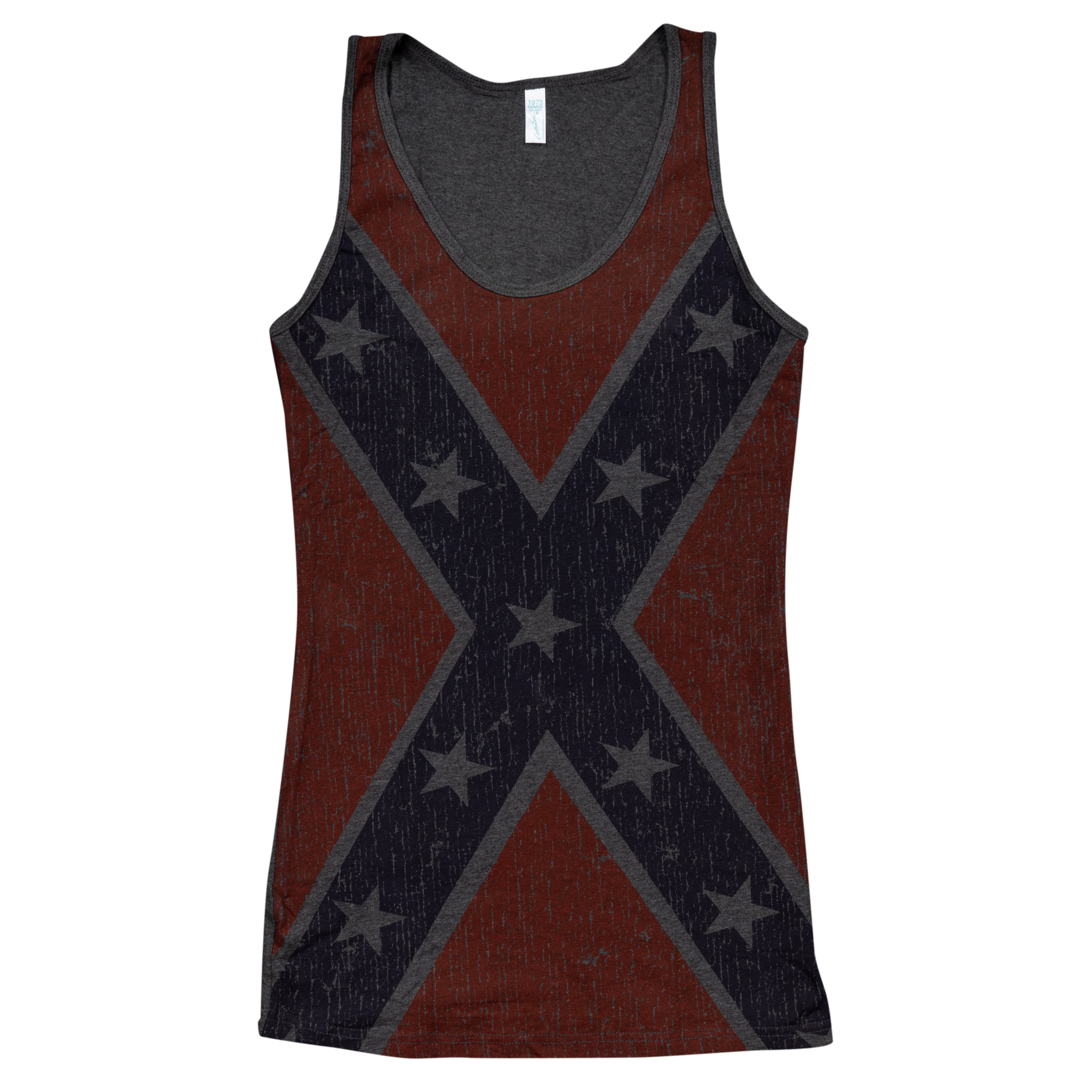 Rebel Charcoal Distressed Flag Tank Top