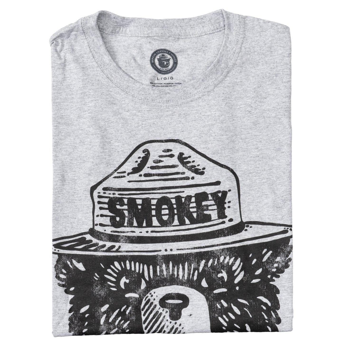 Smokey the Bear Adult Unisex Tonal Gray T-Shirt