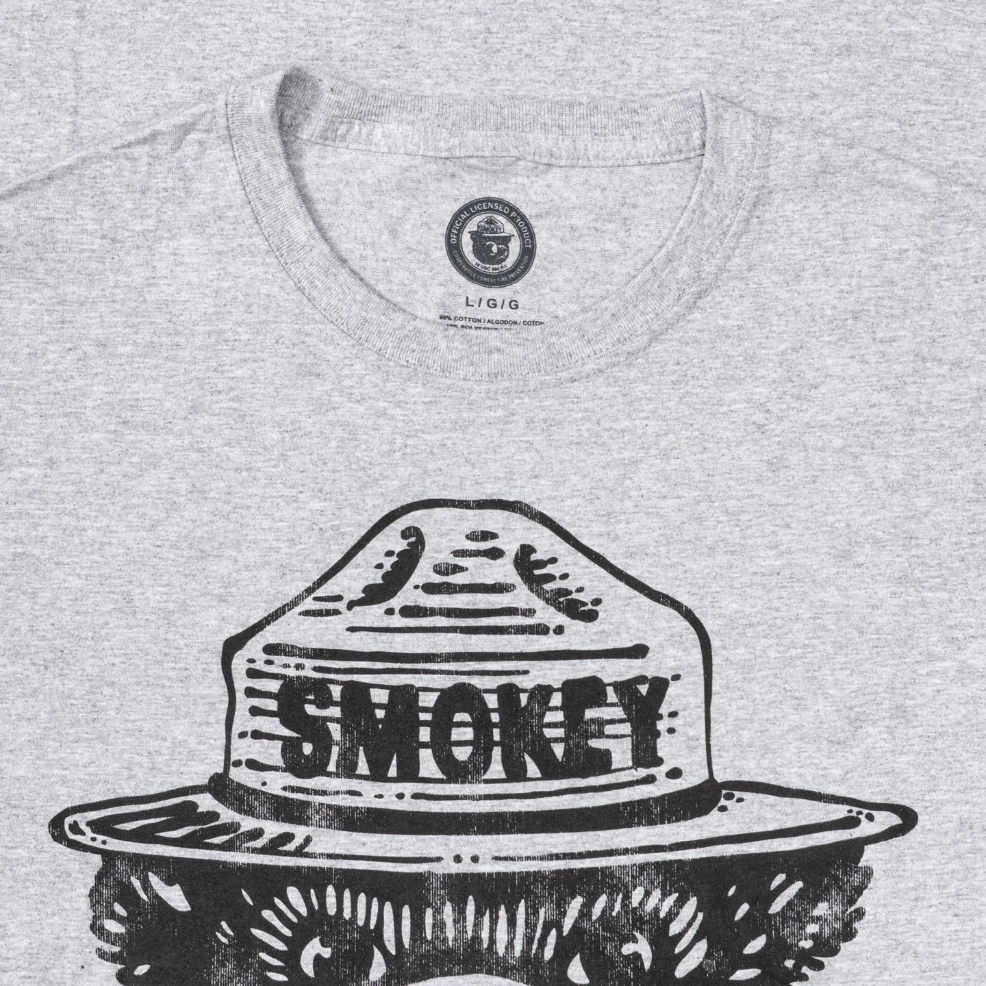 Smokey the Bear Adult Unisex Tonal Gray T-Shirt