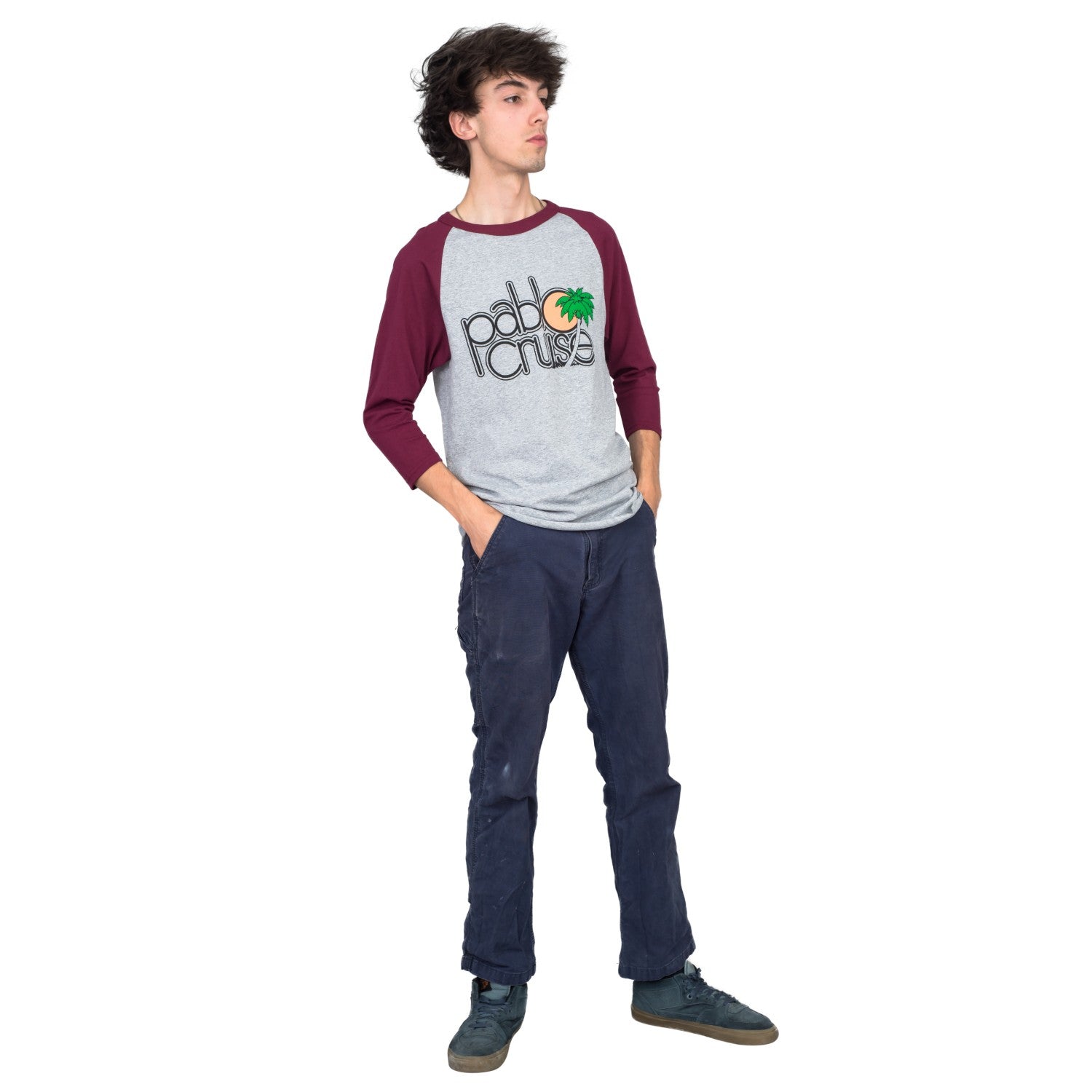 Step Bros Pablo Cruise Adult Gray and Maroon Raglan Funny Movie T-Shirt Tee
