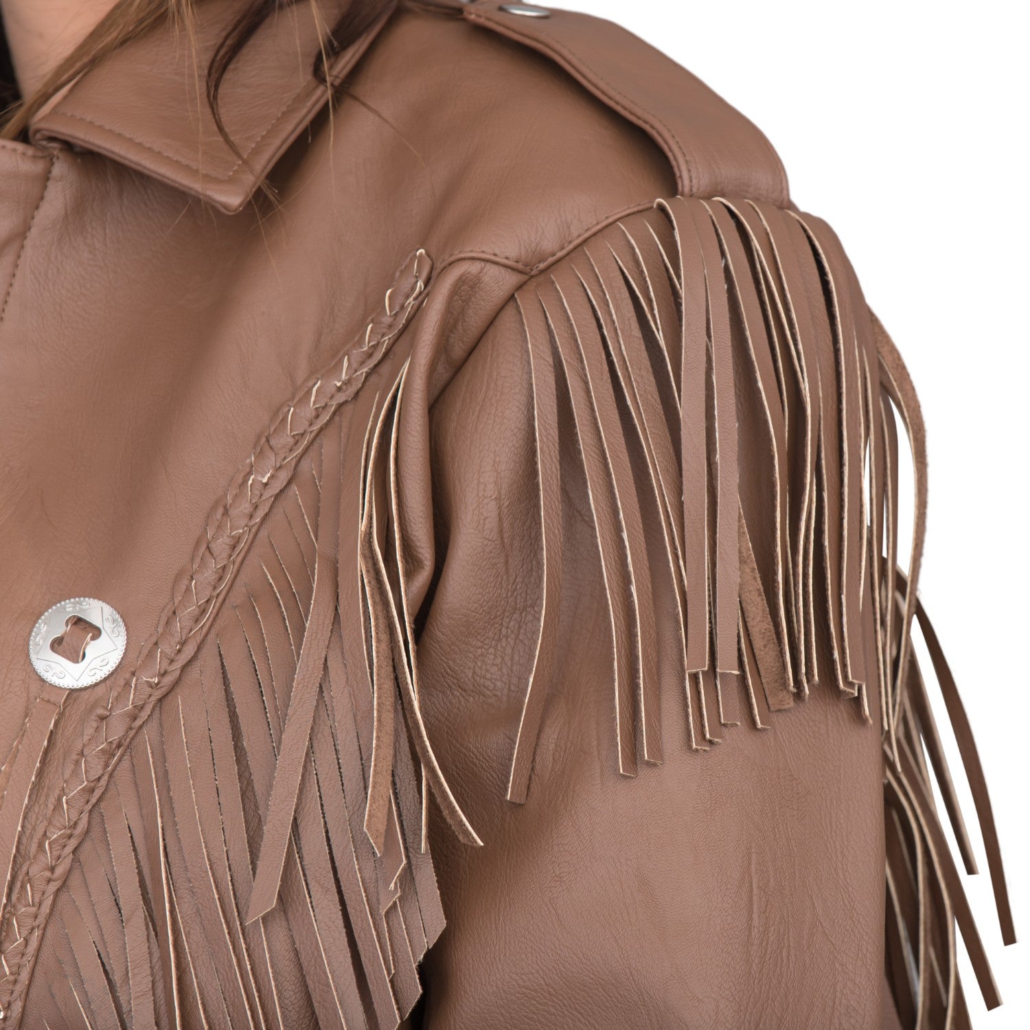 Cowboy Traditional Leather Western Jacket with Fringe Halloween Costume