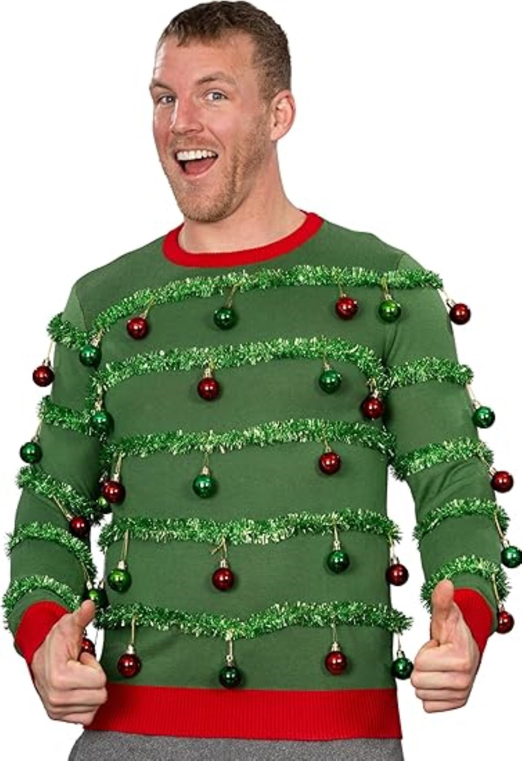 3D Holiday Tree Garland/Ornaments Funny Adult Unisex Ugly Christmas Sweater