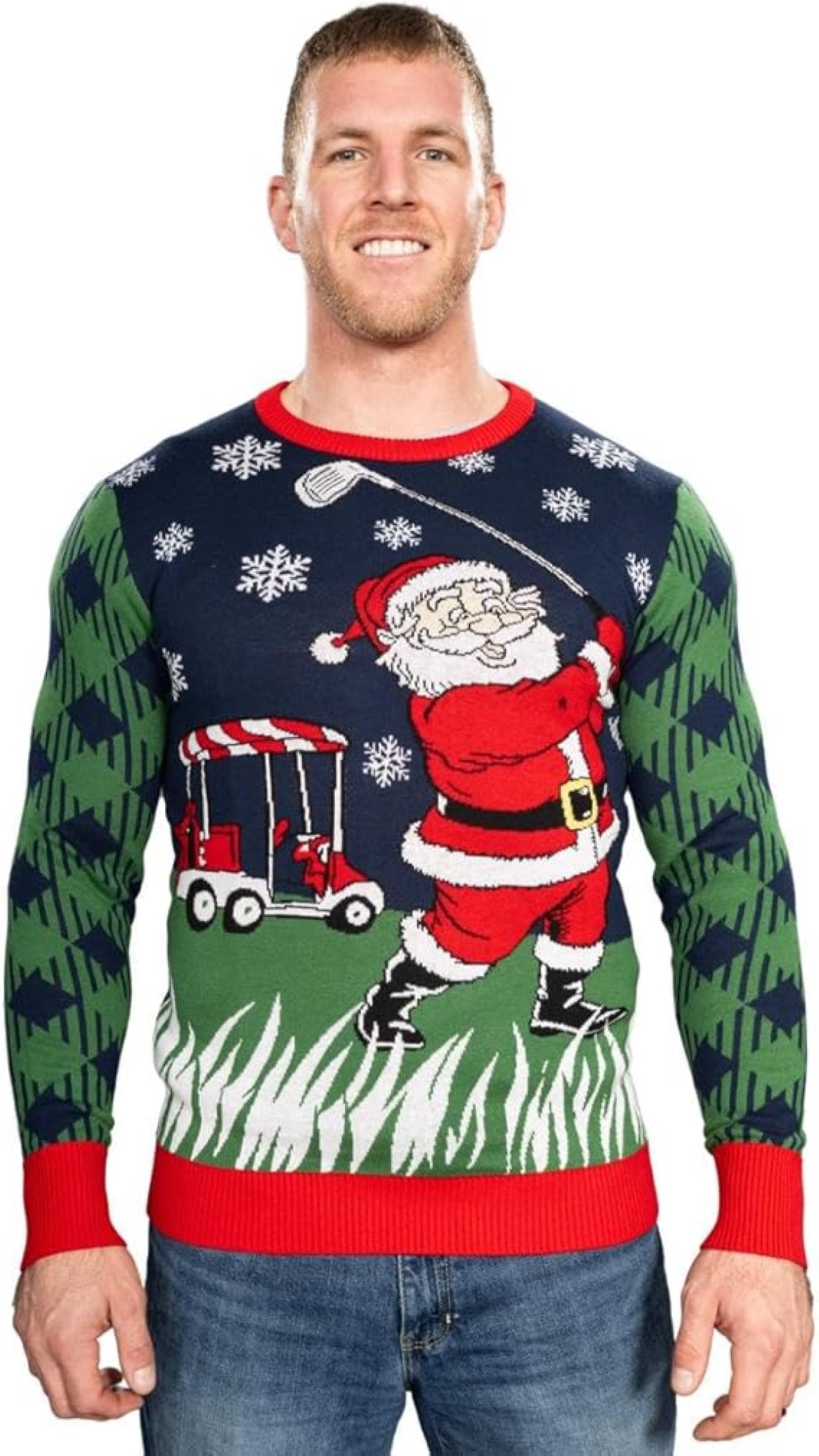 Golfing Santa Claus Adult Unisex Ugly Christmas Sweater