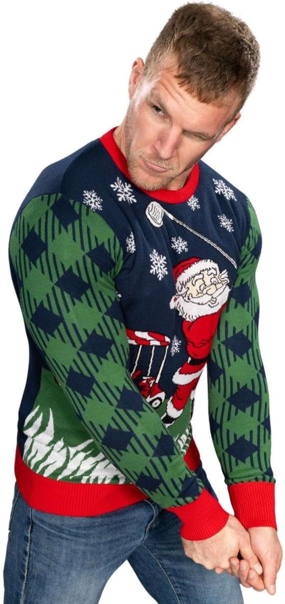 Golfing Santa Claus Adult Unisex Ugly Christmas Sweater