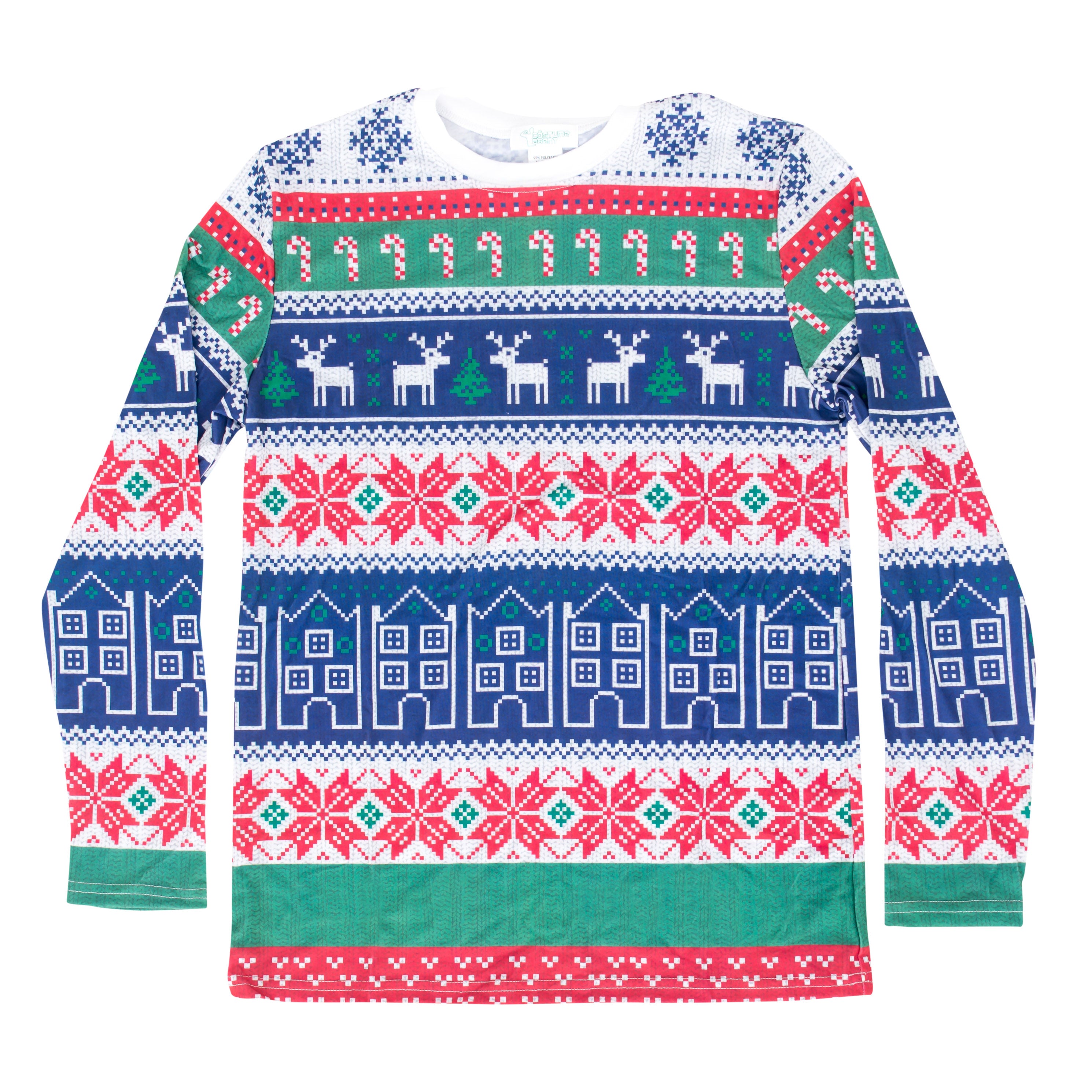 Winter Reindeer Houses All Over Ugly Christmas T-shirt
