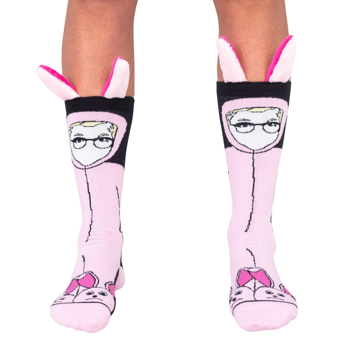 A Christmas Story Movie Ralphie Pink Bunny Socks 3D Ears Holiday Gift - TVStoreOnline