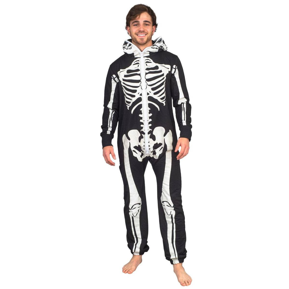 Adult Halloween Skeleton Cosplay Costume Glow in Dark Jumpsuit - TVStoreOnline