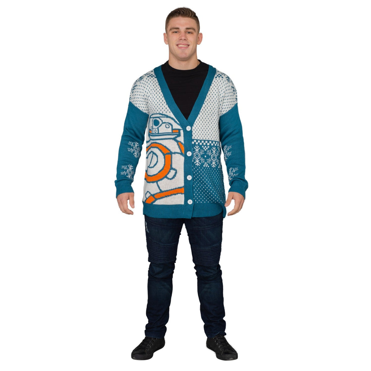 Adult Unisex BB8 Star Wars Ugly Christmas Cardigan Sweater - TVStoreOnline