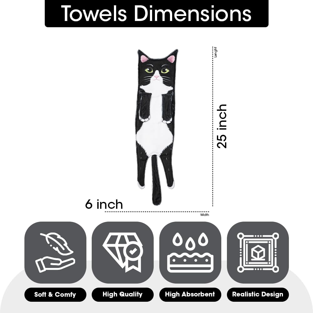Animal Funny Themed Hanging Hand Towels for Bathroom & Kitchen – Soft Decorative Face Washcloths with 10 Cute Designs - TVStoreOnline