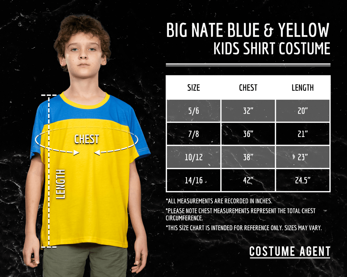 Big Nate Blue & Yellow Kids Shirt Halloween Costume Cosplay - TVStoreOnline