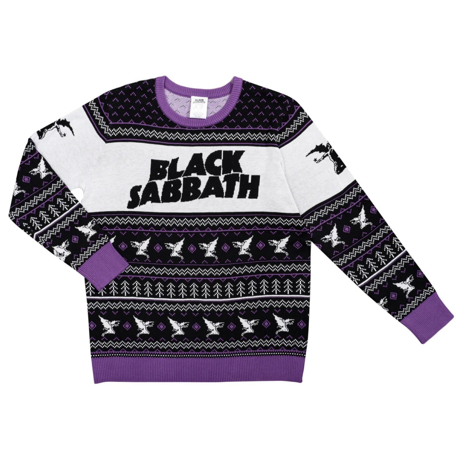 Black Sabbath Flying Demon Record Label Adult Unisex Ugly Christmas Sweater - TVStoreOnline