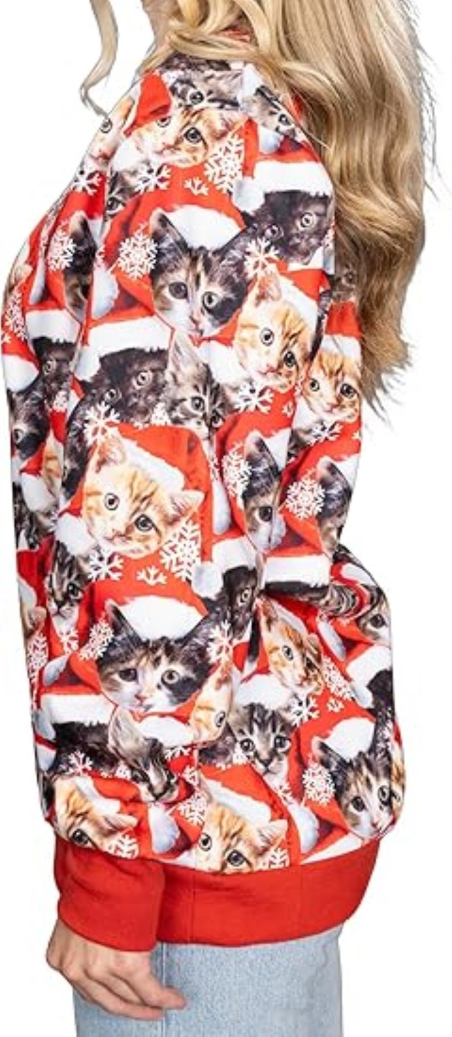 Christmas Cats All-Over Poly-Knit Adult Unisex Ugly Christmas Sweatshirt - TVStoreOnline