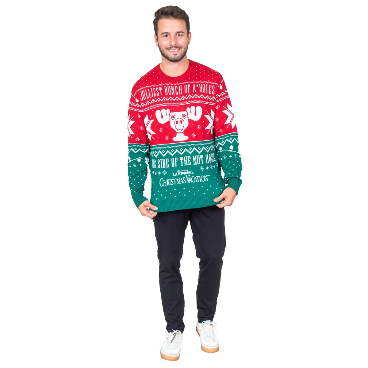 Christmas Vacation Jolliest Bunch of A*Holes Red and Green Ugly Christmas Sweater - TVStoreOnline