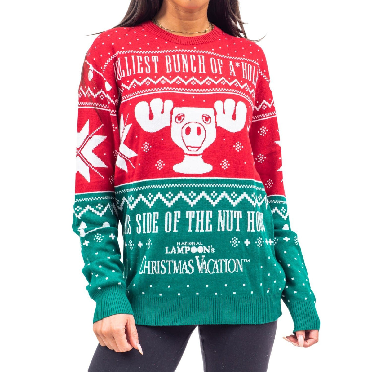 Christmas Vacation Jolliest Bunch of A*Holes Red and Green Ugly Christmas Sweater - TVStoreOnline