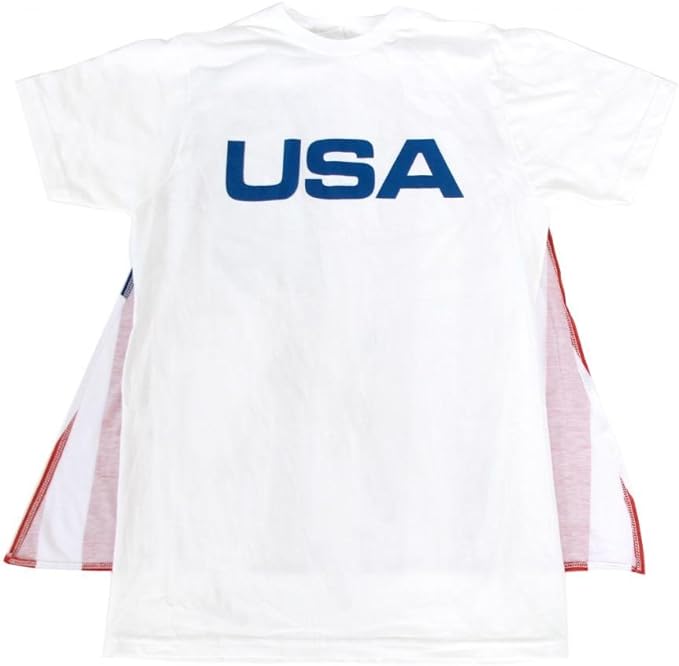 Costume Agent USA Mens T-Shirt with American Flag Cape - TVStoreOnline