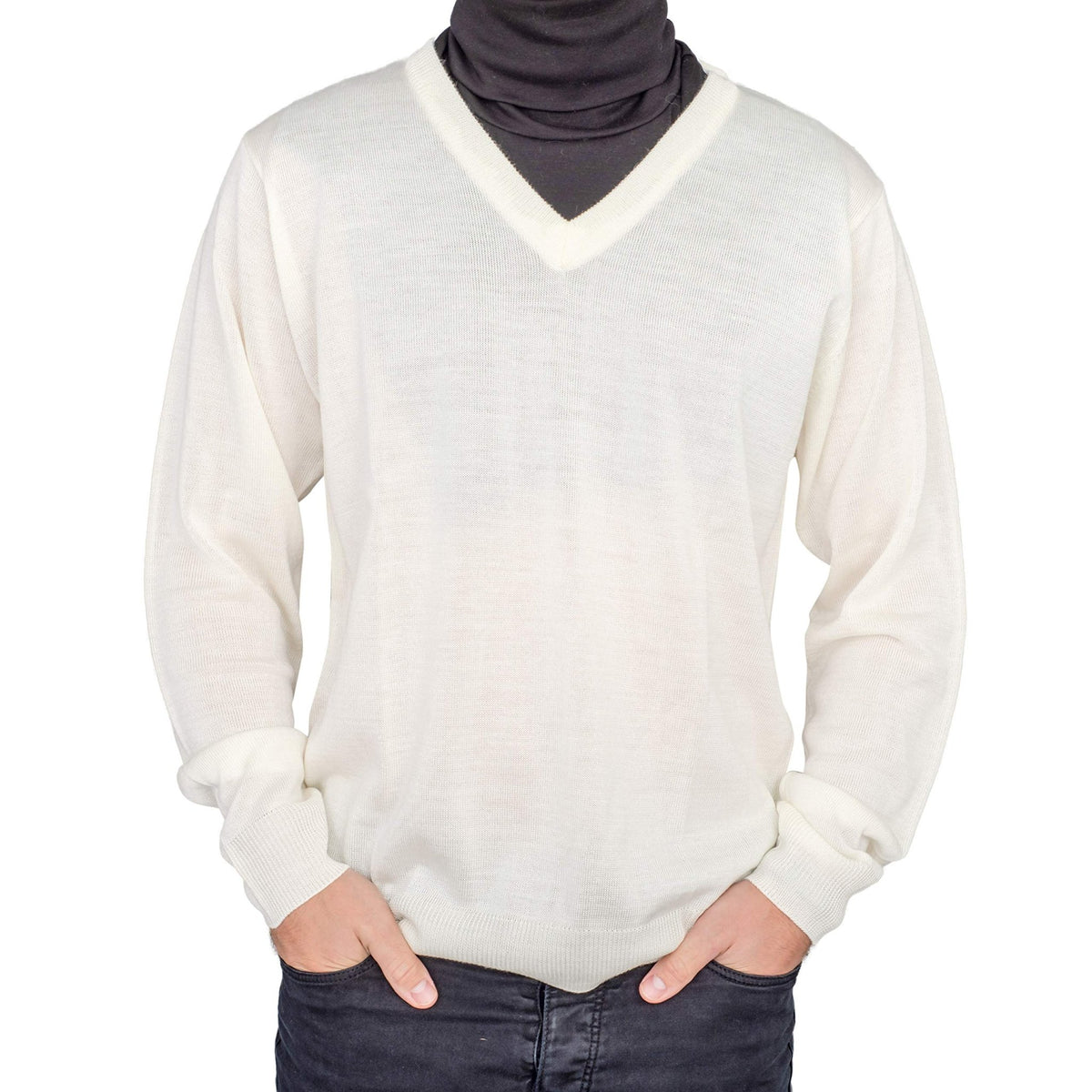 Crazy Cousin White V-Neck Sweater with Black Dickey - TVStoreOnline