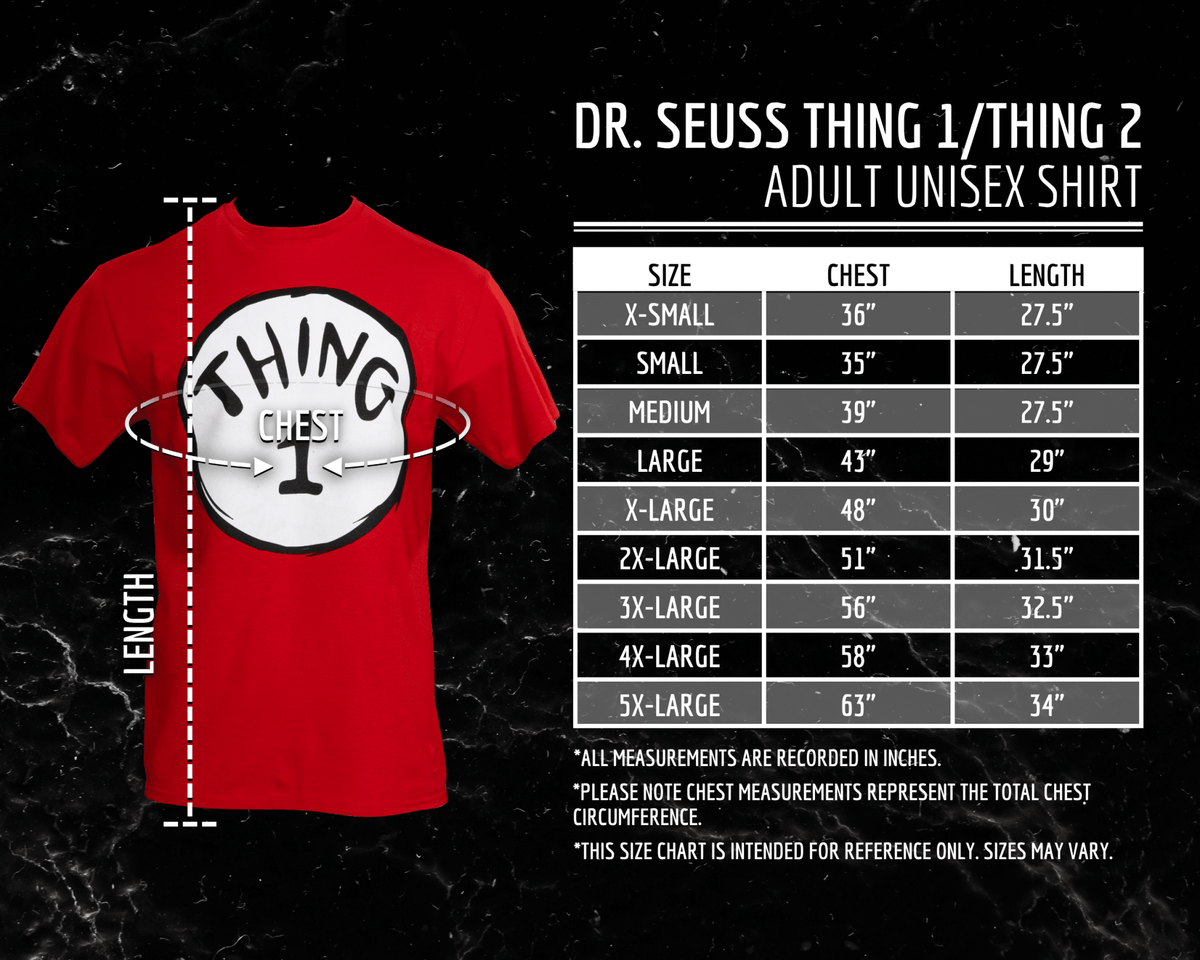 Dr Seuss Thing 1 Adult Short Sleeves Red T-Shirt - TVStoreOnline